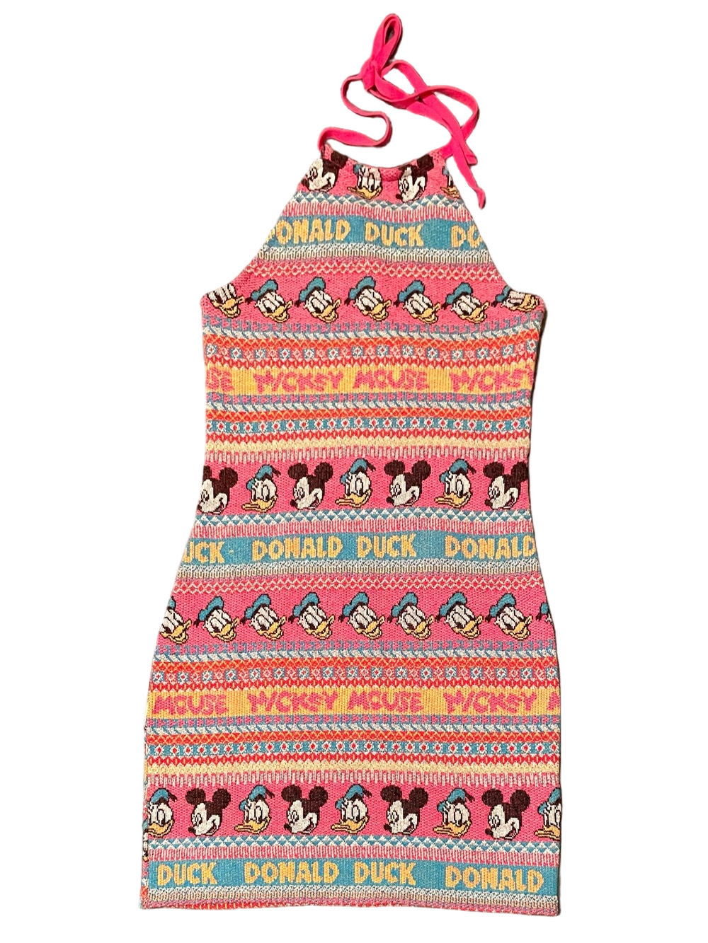 NWT Ladies S Zara x Disney Fair Isle Knit Halter Mini Dress